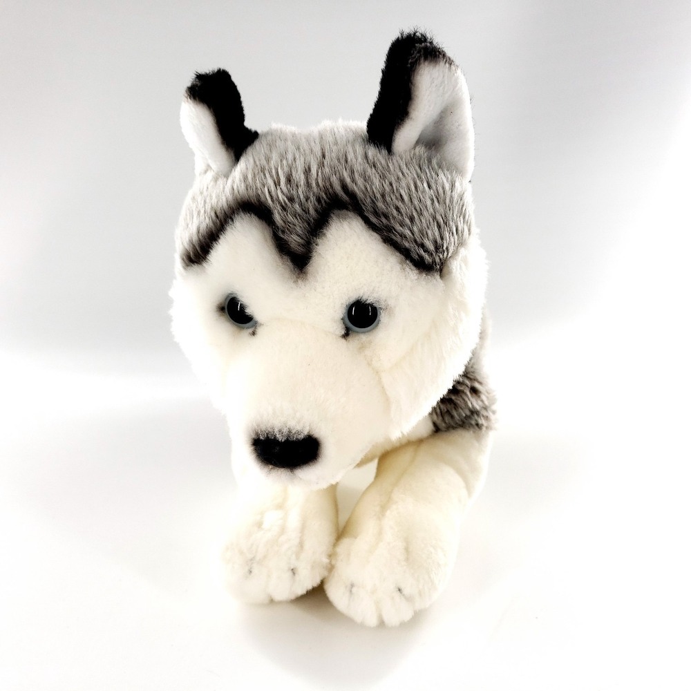 Toys R Us Animal Alley Husky Puppy Dog Plush 14" Blue Eyes Gray & White - Picture 2 of 7